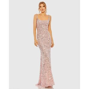 Mac Duggal Sleeveless Sequin Slip Gown Sparkly Long Pink Formal Maxi Dress Sz 4
